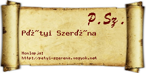Pétyi Szeréna névjegykártya